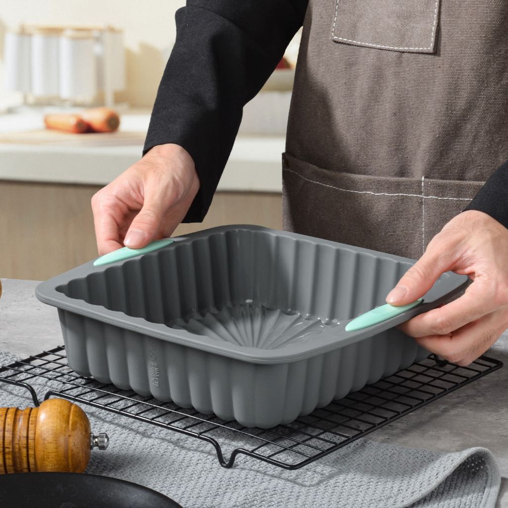 Forma Silicone Assadeira Quadrada Grande 3D Bolos Jubilee Tortas Confeiteiro Air Fryer Forno Premium