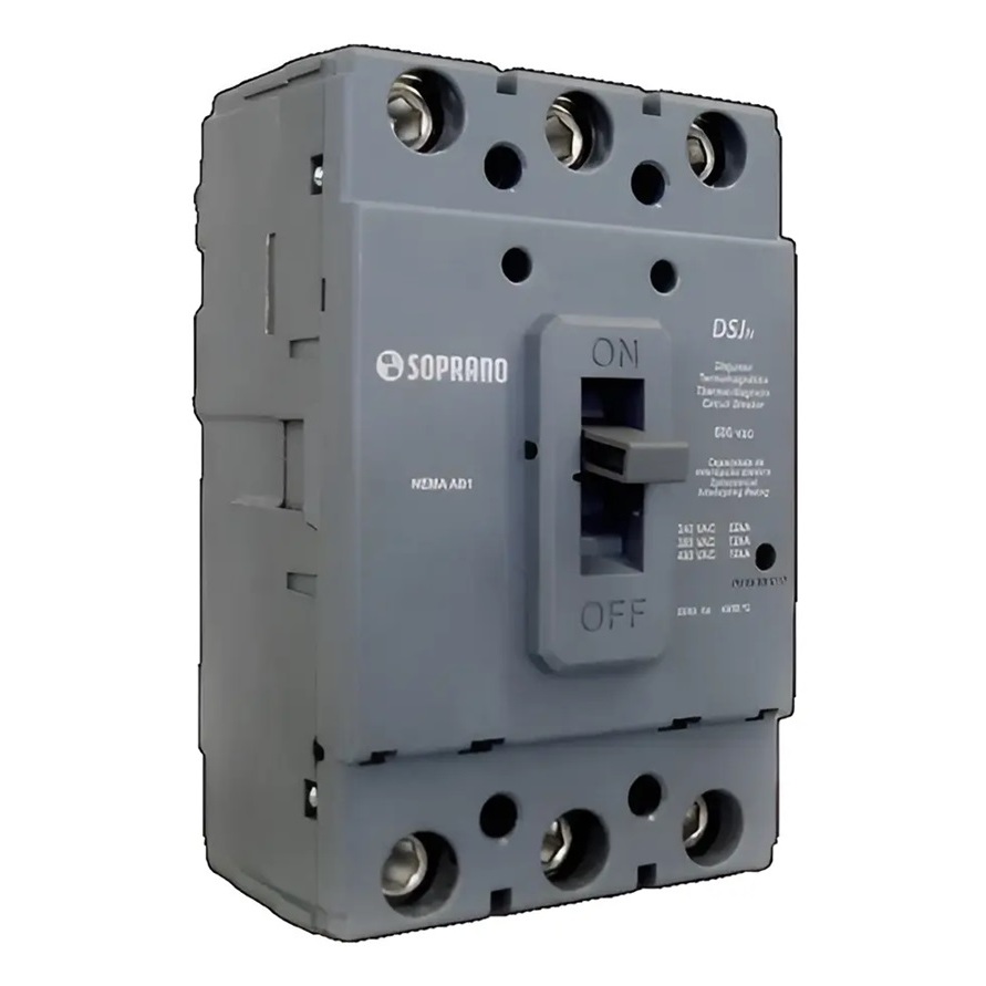 Disjuntor Caixa Moldada Nema  Tripolar Soprano DSJN3-B - 100A 125A 150A 175A 200A 225A 250A