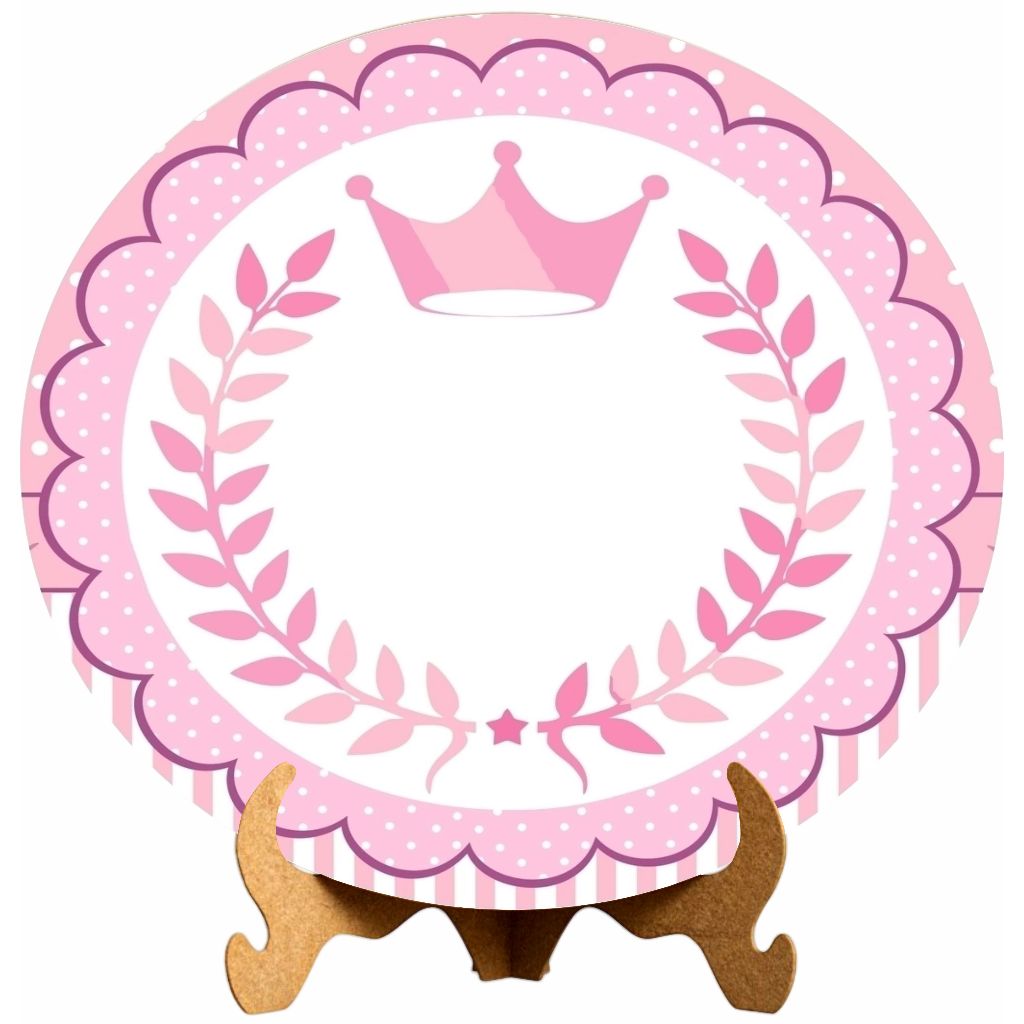 Mini Painel Coroa Estrela Rosa Princesa  - Suporte Mdf + Capa Tecido 50cm