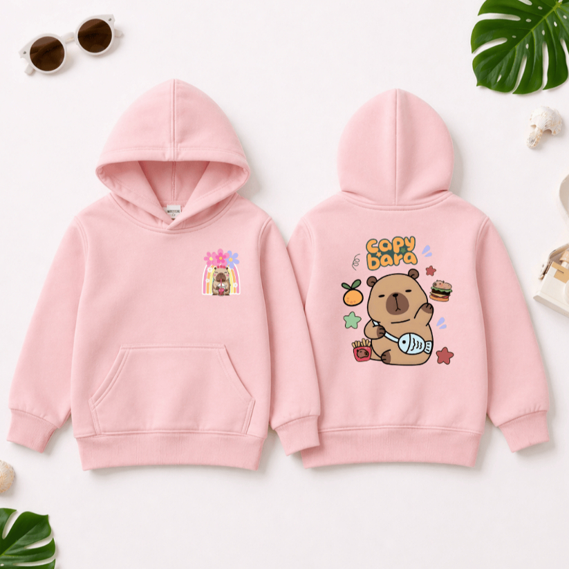 Moletom Infantil Juvenil Capivara - Canguru com Capuz Confortável Agasalho Lindo para Frio, Estampado e Flanelado