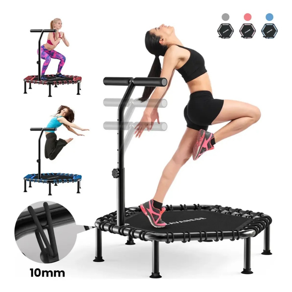Jump Profissional Cama Elástica Com Aro De Reforço com apoios de braços 108 Academia Casa Ap Capacidade De Carga 250kg