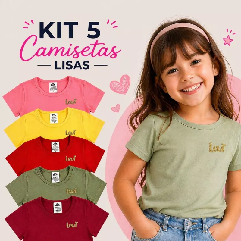 "5 Camisetas Infantis por R$49,90! 🌈"