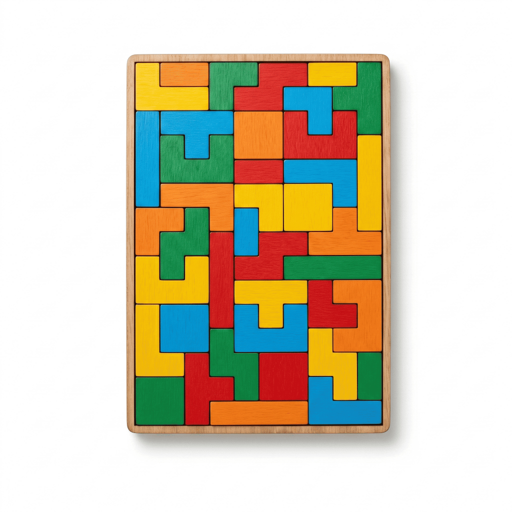 Tetris de Madeira MDF Educativo Infantil Brinquedo de Encaixe Colorido e Raciocínio Lógico