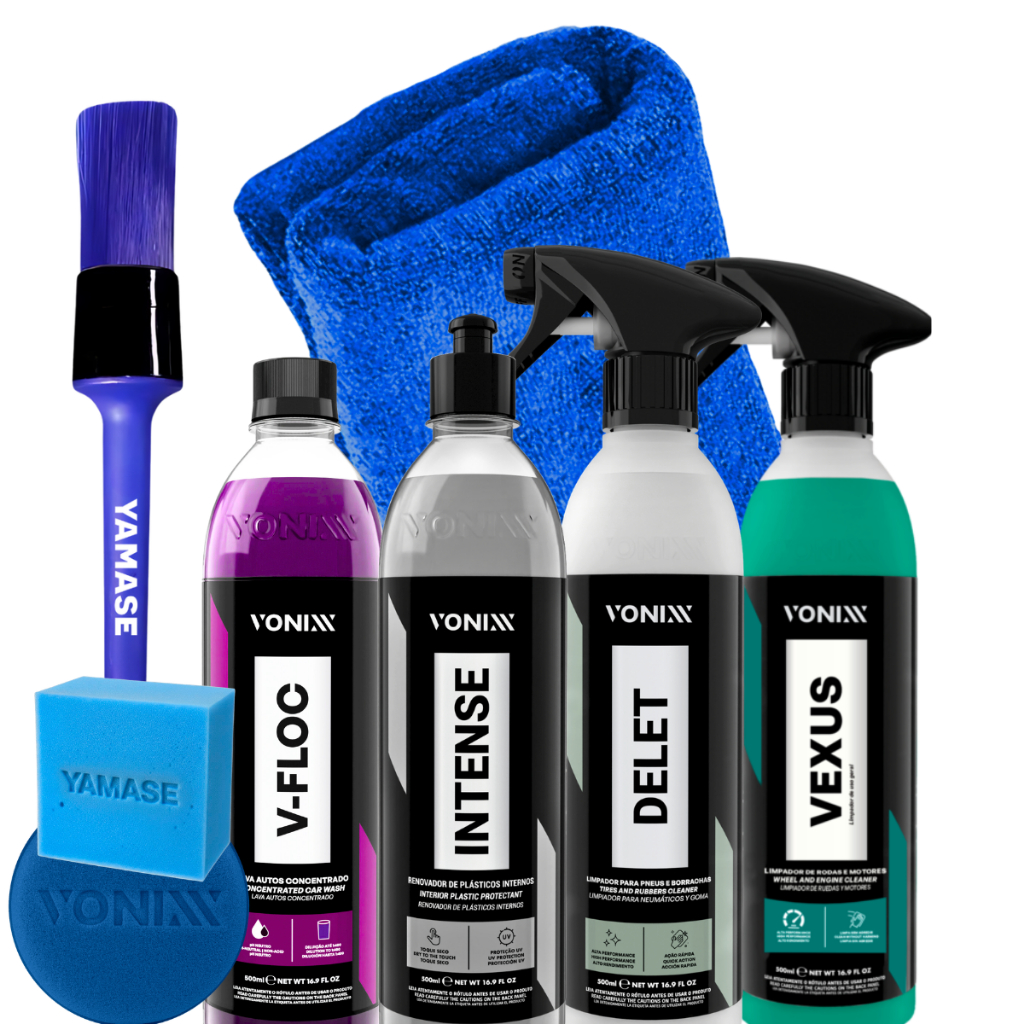 Kit Estética Automotiva Vonixx Completo: Lavagem, Rodas, Pneus e Interior + Acessórios