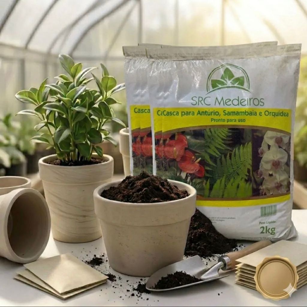 Kit 2 Terra Substrato Casca Antúrio Samambaia E Orquídea 2kg