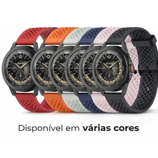 Pulseira 20mm Silicone furadinha com fivela para Smartwatch Amazfit GTS 4/3/2 Bip3 Pro/Bip U Pro/GTR