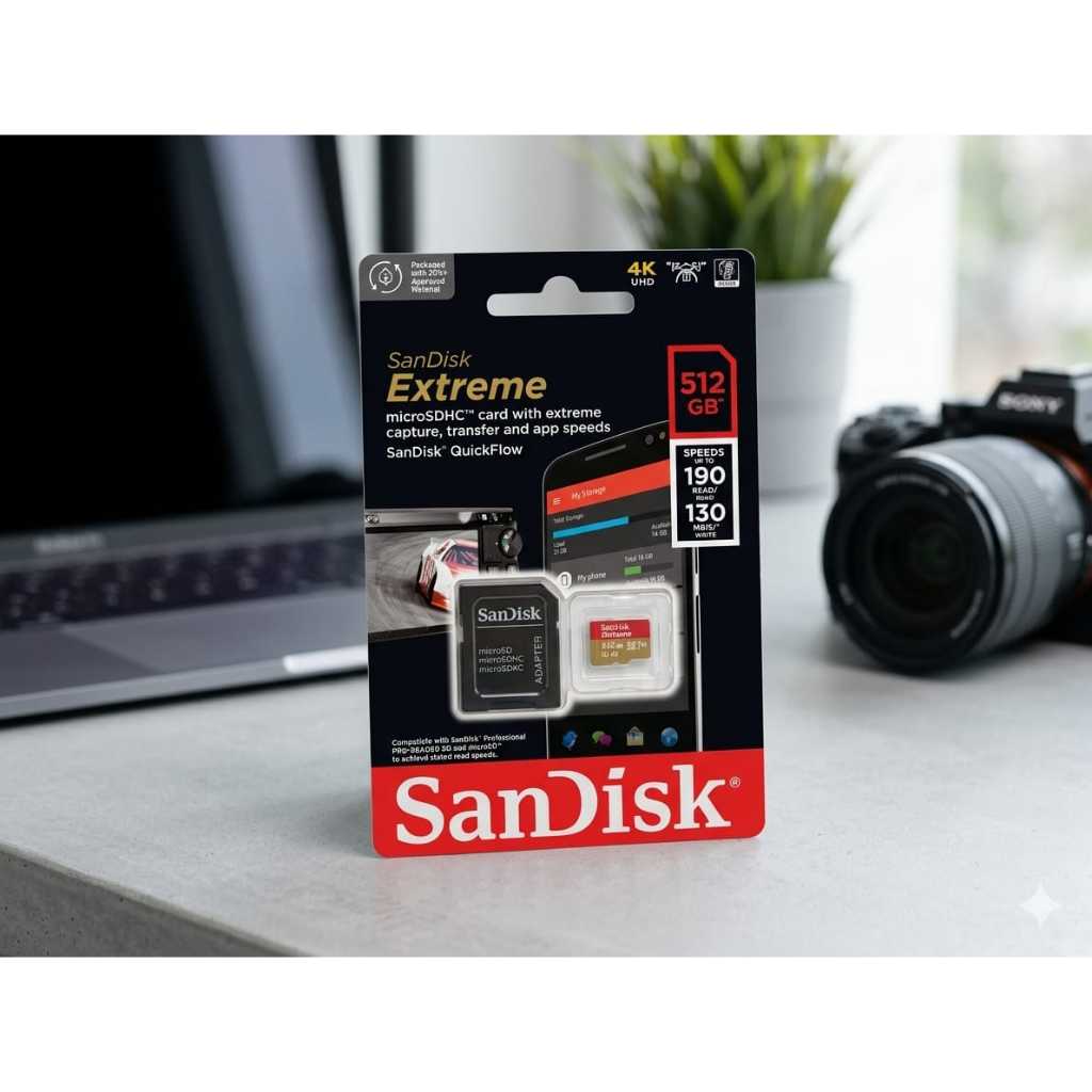 Cartão De Memória 512gb Microsd 190mb/s Leit Extreme Sandisk