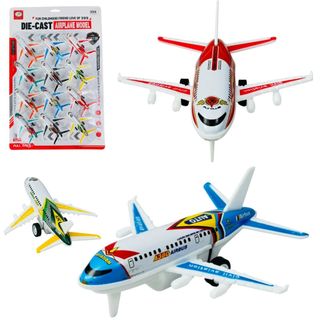 Kit 12 Avião De Fricção A380 Comercial Mini Avião De Ferro Infantil Para Criança