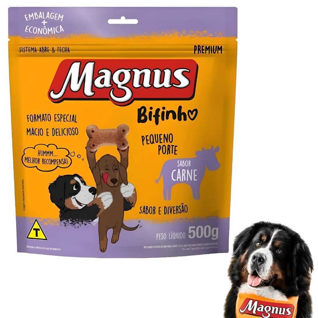 Bifinho Magnus 500g Sabor Carne Formato Ossinho Adestramento Pet Cães Peq Porte