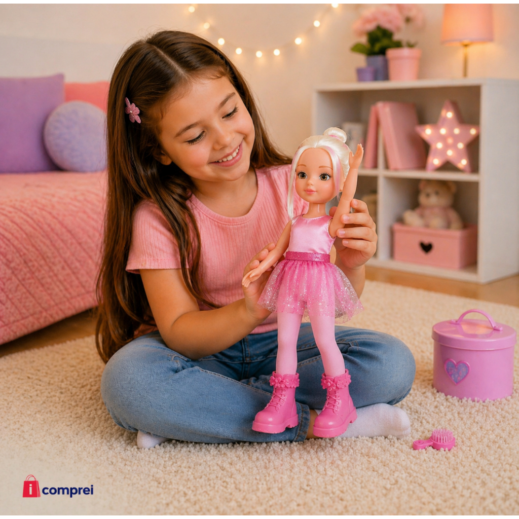 Detalhes do Boneca Petit Ballet Brinquedo Fada Balé Bailarina Articulada Rosa Menina Infatil