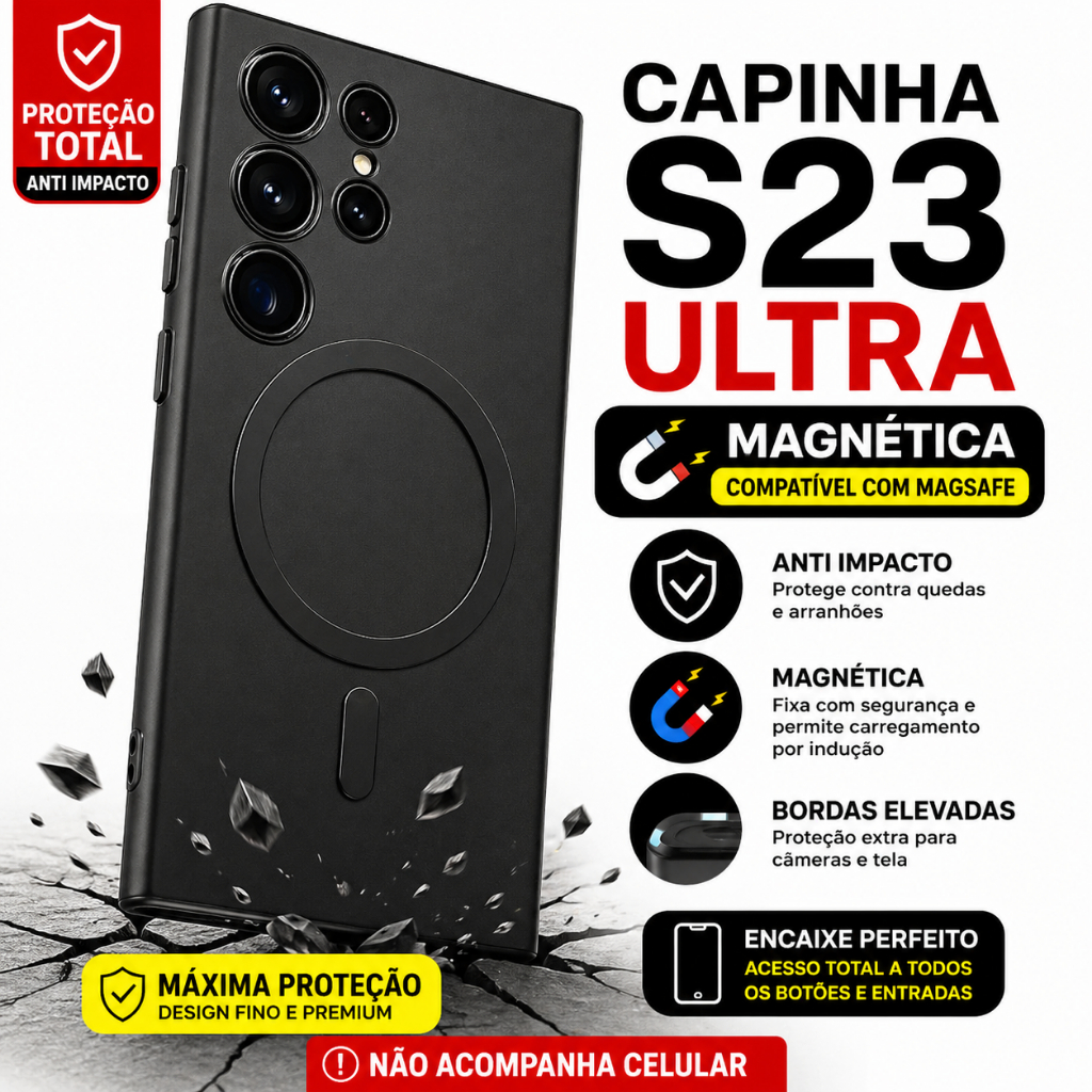 Capinha Samsung S23 Ultra Magnética Mag Safe Premium Anti Impacto Case Reforçada Proteção Total