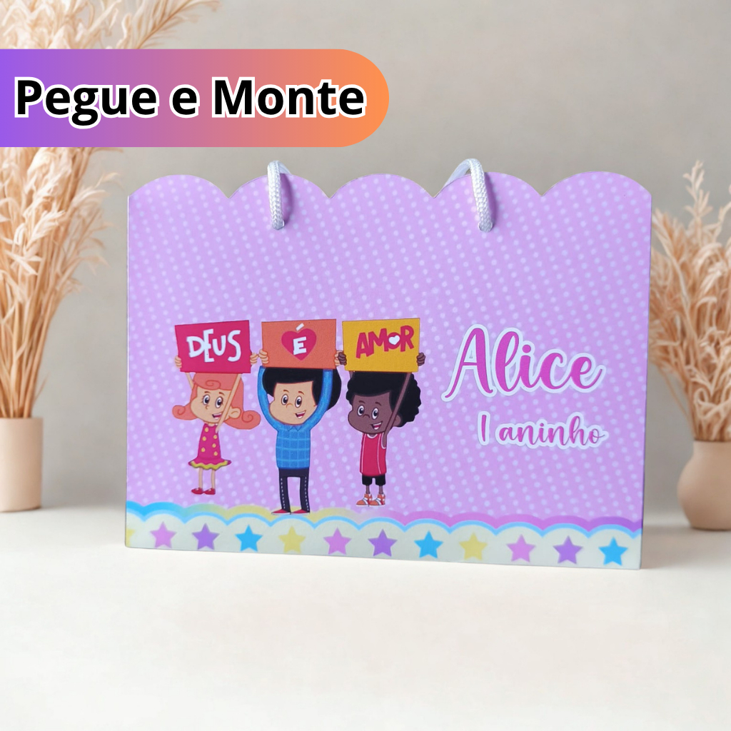 Sacolinha Personalizada PEGUE E MONTE Três Palavrinhas - Lembrancinha Festa - Sacola surpresa