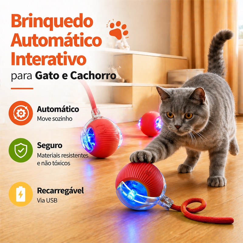 Brinquedos Inteligentes Para Gatos Bola De Rolamento Automática Cauda Falsa Recarregável Elétrico