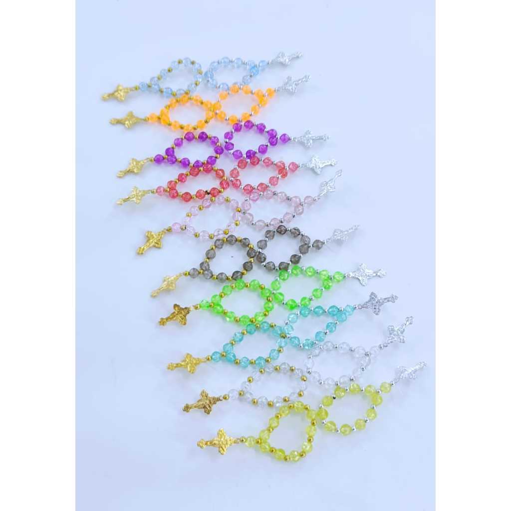 25 peças mini terço batismo terço pequeno para lembrancinhas com miçangas artesanal ART MILLY