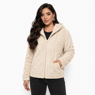 Casaco Teddy Feminino Pelinho Canelado Grosso Inverno Com Capuz Zíper Blusa Jaqueta de Frio