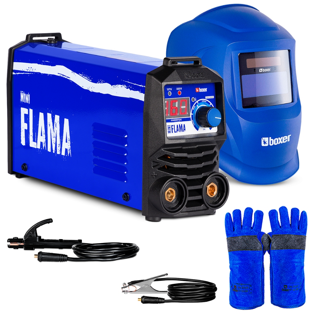 Combo Maquina De Solda Mini Flama 160A MMA TIG Lift BV + Optiarc70 + Luva Para Soldar 300° Boxer