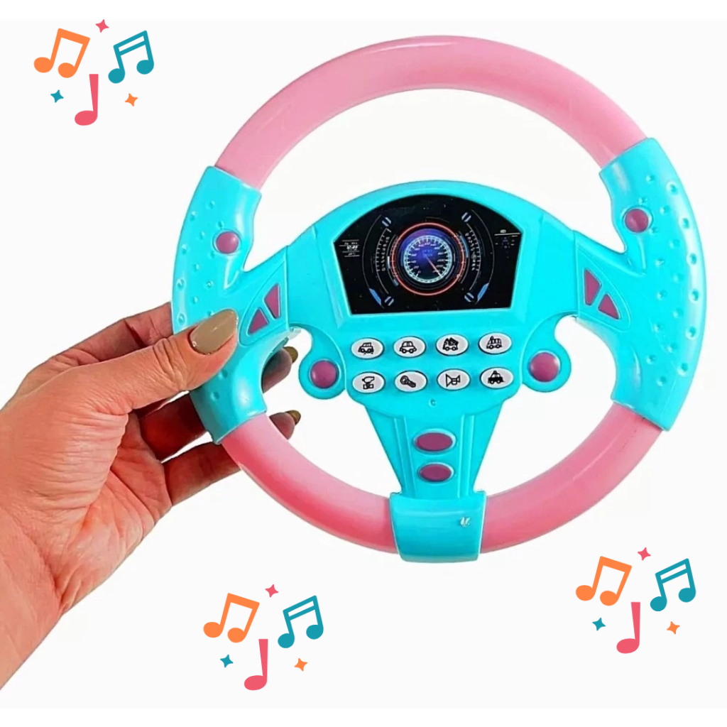 Volante Para menina Educativo Brinquedo Musical Infantil Interativo Com Sons Cor Rosa