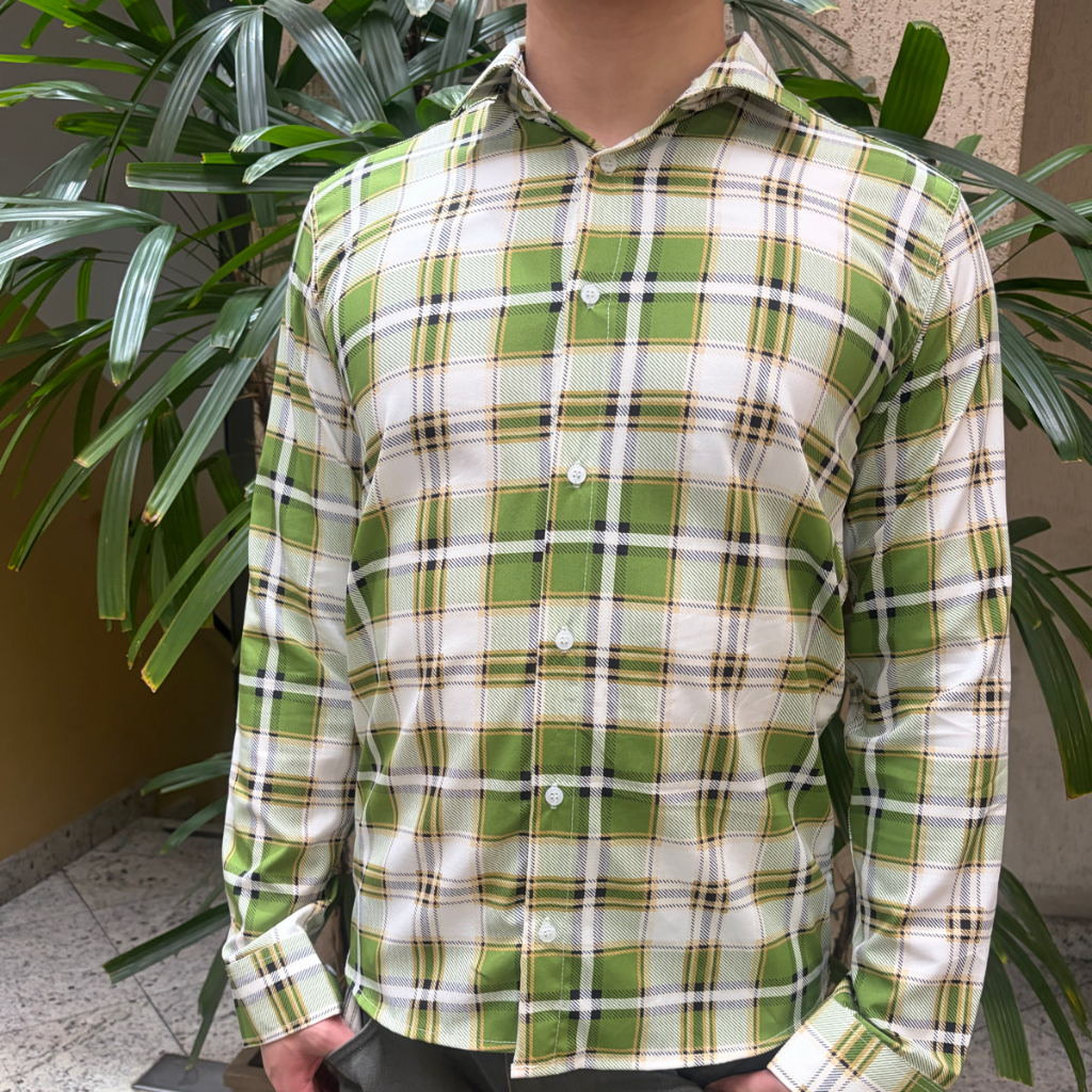 camisa social Manga longa xadrez Com elastano nao encolhe não amassa Passa fácil