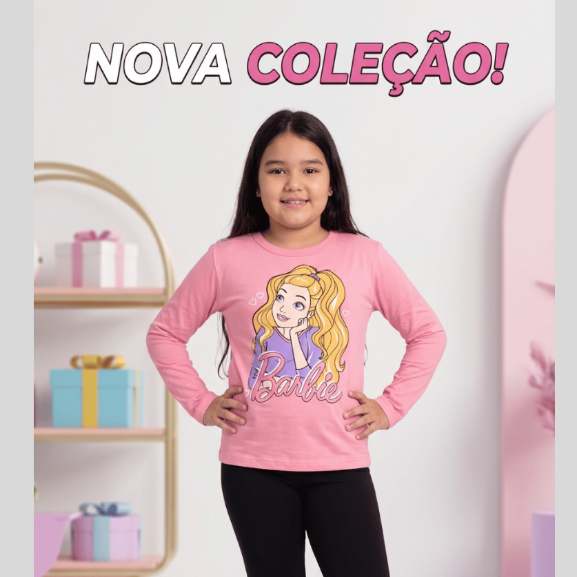 Conjunto Infantil Feminino Personagens Sortidos Manga Longa Com Legging