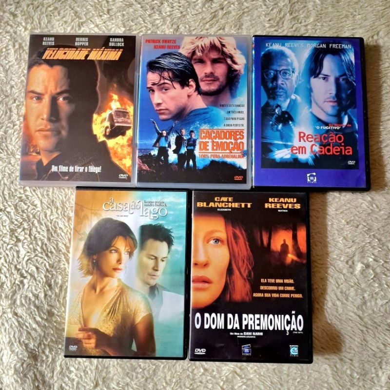 Coleção DVDs Filmes Keanu Reeves - Velocidade Máxima, Caçadores de Emoção, Reação em Cadeia, O Dom da Premonição