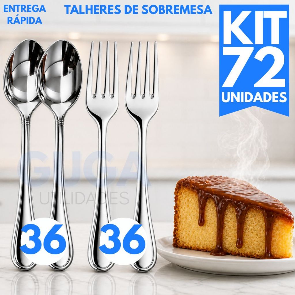 Jogo 12/24/48/36/72 Talheres Peças Aço Inox Garfos De E Colheres Sobremesa