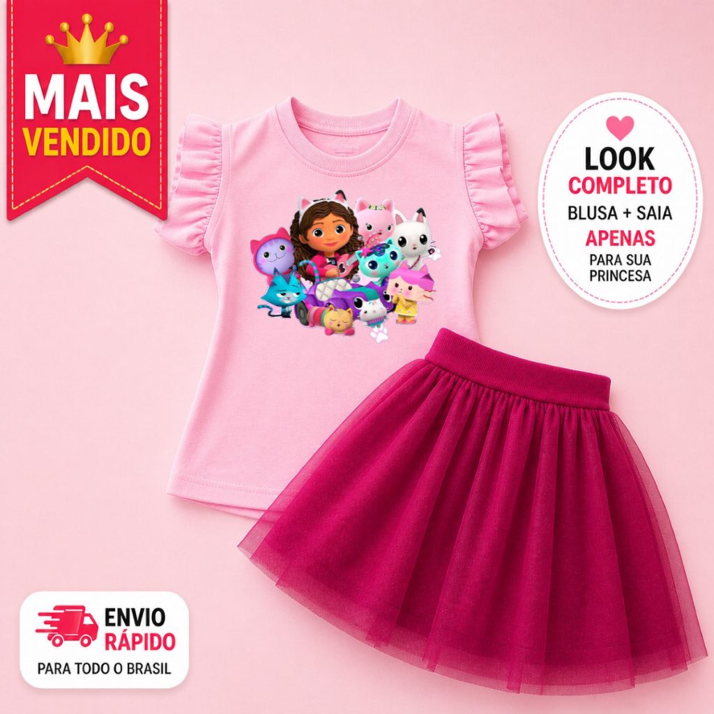 Conjunto infantil feminino infantil A Casa mágica da Gabi