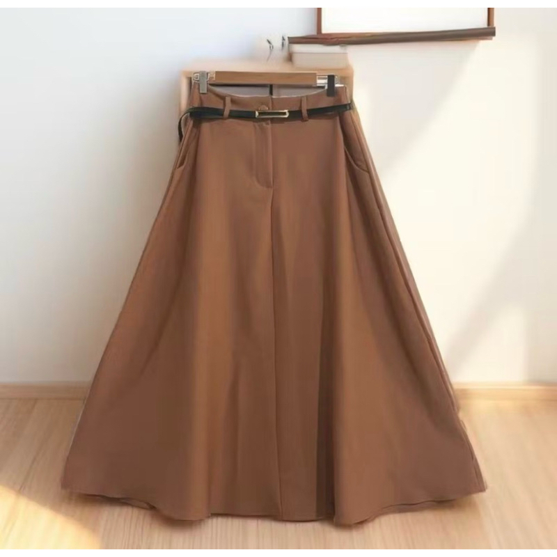 SAIA RODADA LONGA FEMININA ALFAIATARIA MODA EVANGÉLICA CASUAL BÁSICA INVERNO CINTURA ALTA ELEGANTE GODÊ TENDÊNCIA