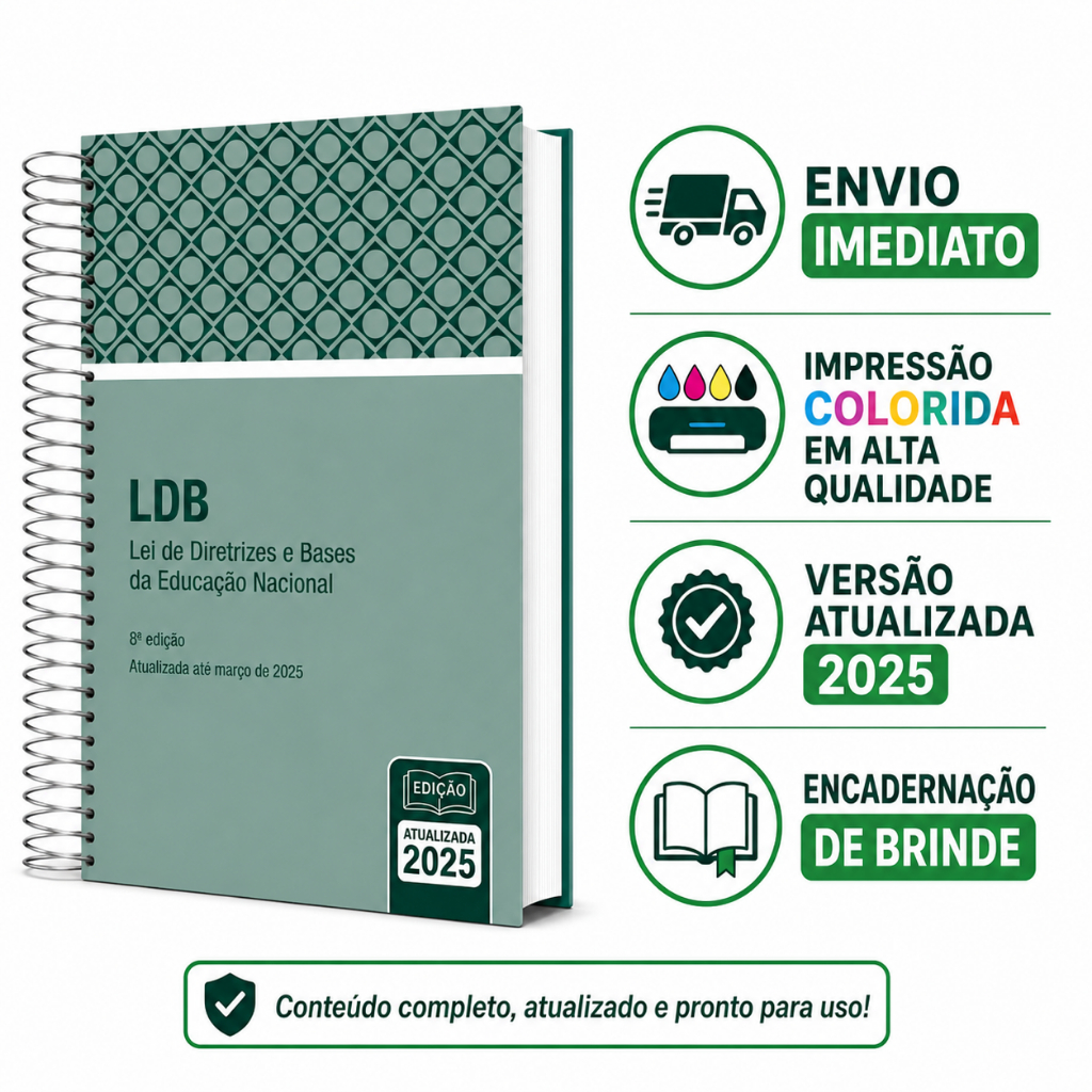 Apostila Lei de Diretriz E Bases Da Educação LDB COLORIDA  7ª Edição ATUALIZADA