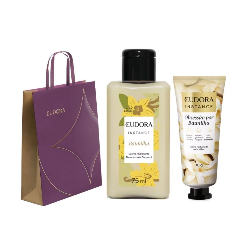 MINI KIT INSTANCE BAUNILHA Creme Hidratante 75ML+CREME PARA MÃOS 30ML EUDORA