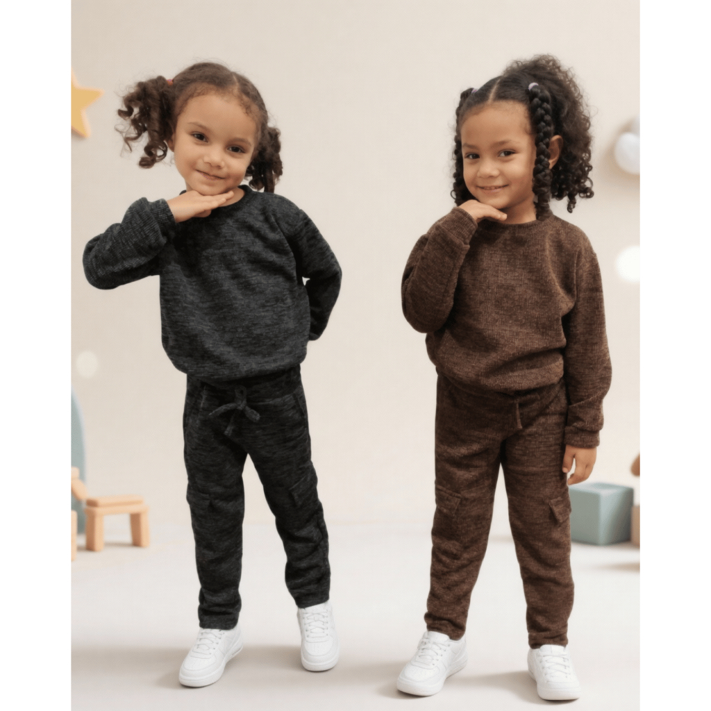 Conjunto de Frio Infantil Unisex Calça Cargo + Blusa Manga Longa | Conforto e Estilo Tam 4 ao 10