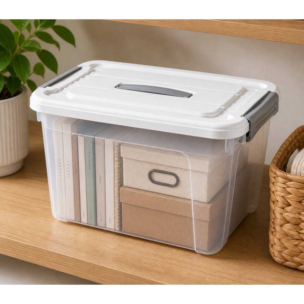 Cesto Organizacao Multiuso Tampa Capacidade 20 Litros Branco Plastico Resistente