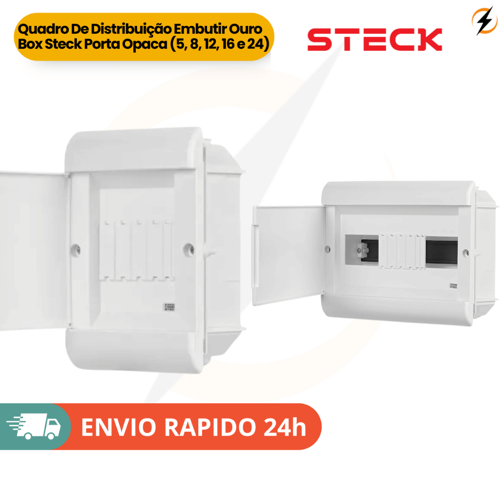 Quadro De Distribuição Embutir Ouro Box Steck Porta Opaca (5, 8, 12, 16 e 24)