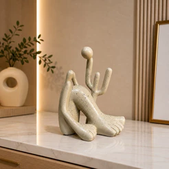 Escultura Abaporu em Gesso Decorado 17cm Cor Bege