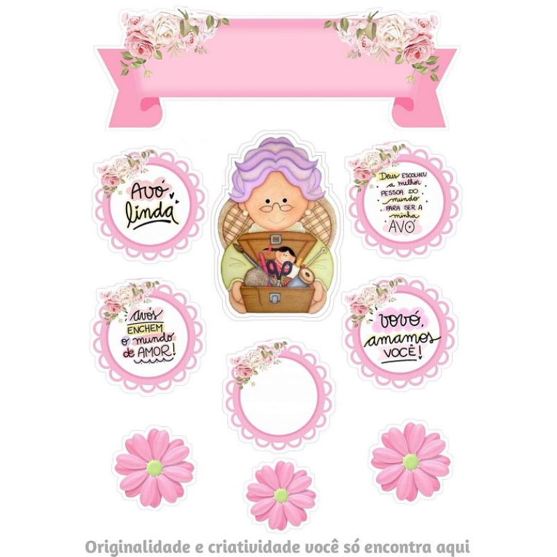 TOPO DE BOLO VOVÓ PERSONALIZADO ENVIO IMEDIATO
