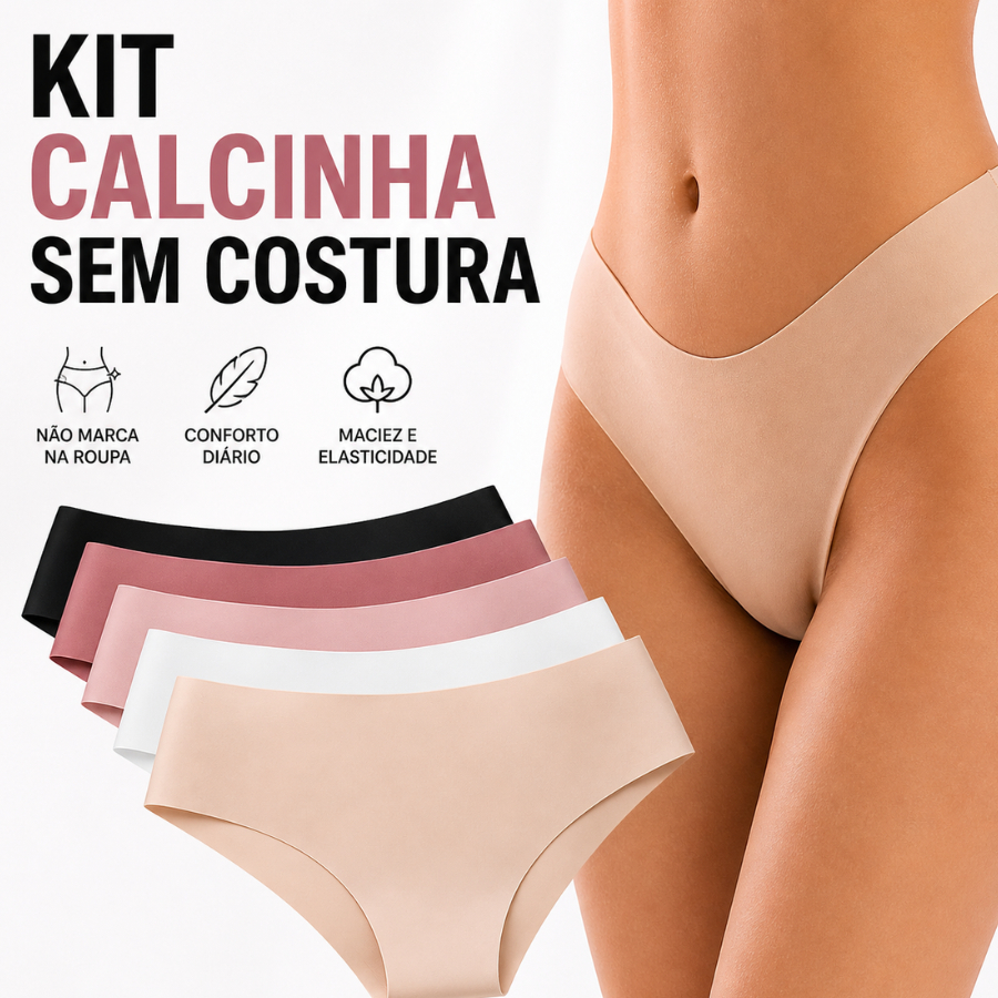 Kit Calcinha Sem Costura Não Marca Segunda Pele Microfibra Feminina Corte a Laser (3,5,10)
