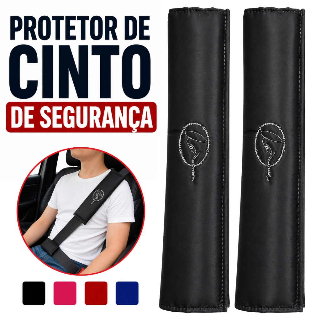 Capa Protetora de Cinto De Segurança Automotivo Com Velcro Bordado Terço Adulto e Infantil Serve em Qualquer Carro