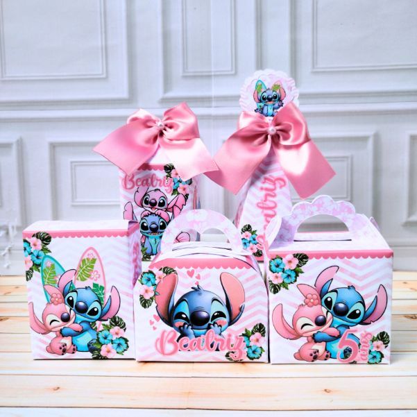 PEGUE E MONTE - Kit Festa Personalizados Stitch e Angel Lembrancinhas Caixinhas para Festa Menina