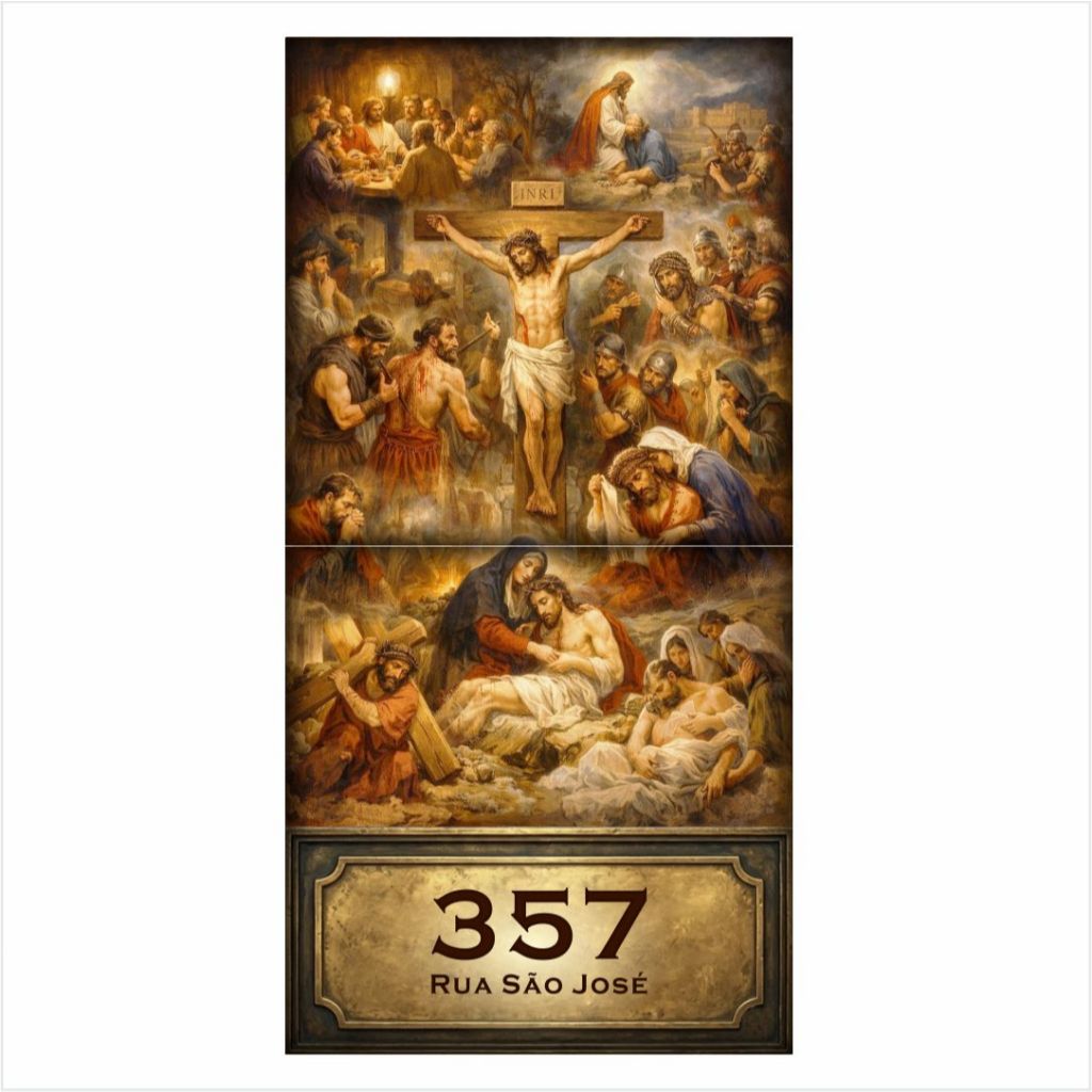 Azulejo Religioso Personalizado Número Casa Endereço Frase 2 Peças Placa Residencial Decorativa Mod6