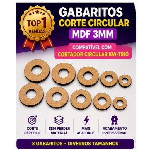 Kit Gabaritos para Corte de Adesivos Tags Redondo 8 Unidades