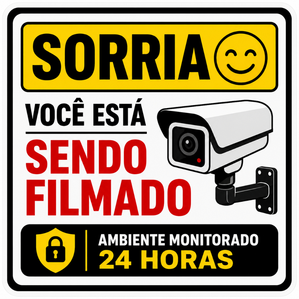 Sorria Voce esta Sendo Filmado - PLaca em pvc adesivado tamanho 30x20