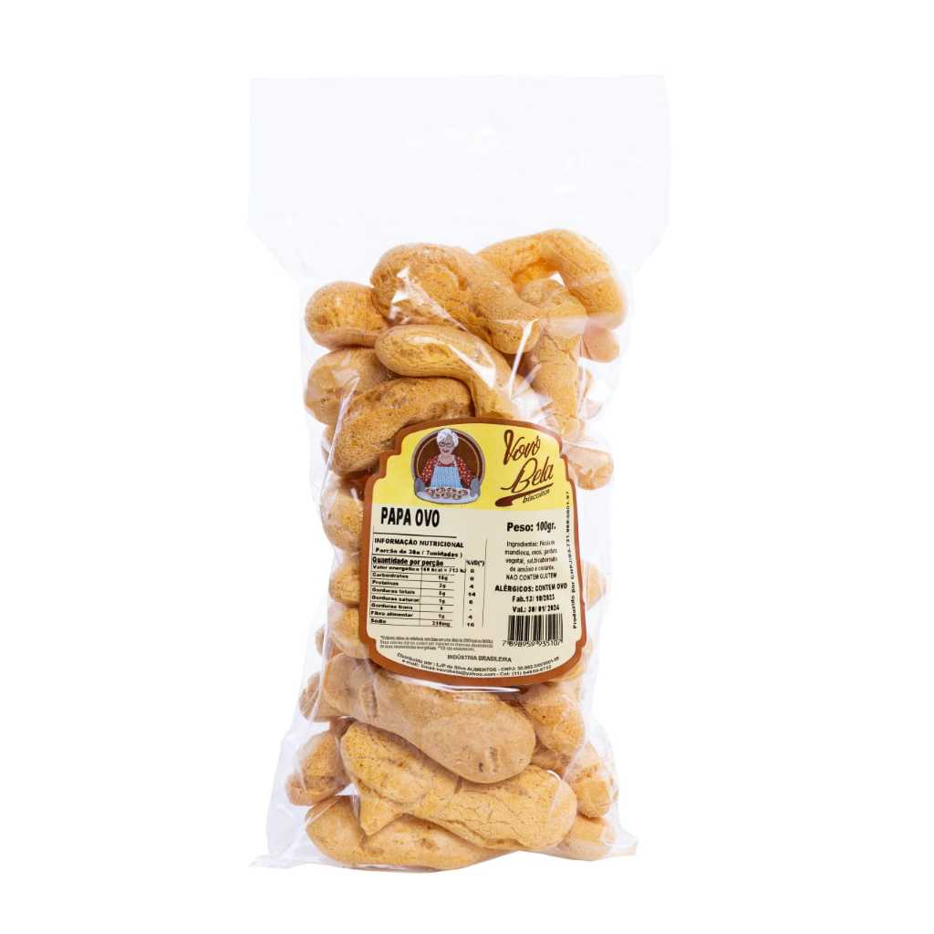 Papa ovo biscoito mineiro 100g Biscoito Papa Ovo Vovó Bela 100g - Crocante, Leve e Saboroso - Direto da Fábrica
