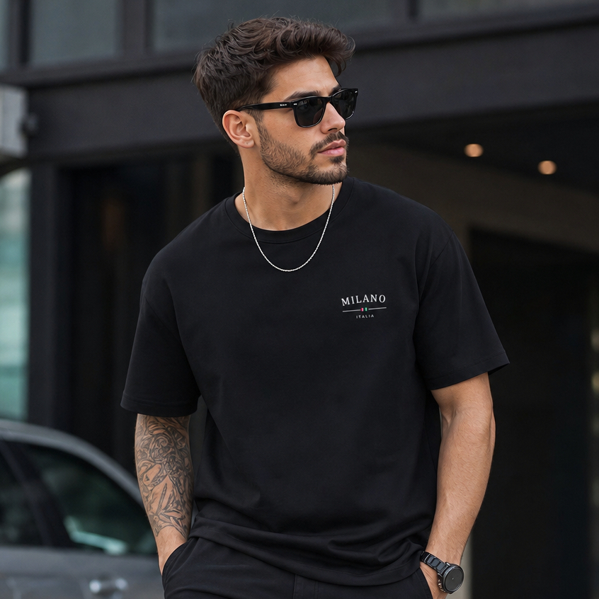 Camiseta Masculina Camisa Estampada Milano Blusa 100% Algodão Básica Manga Curta