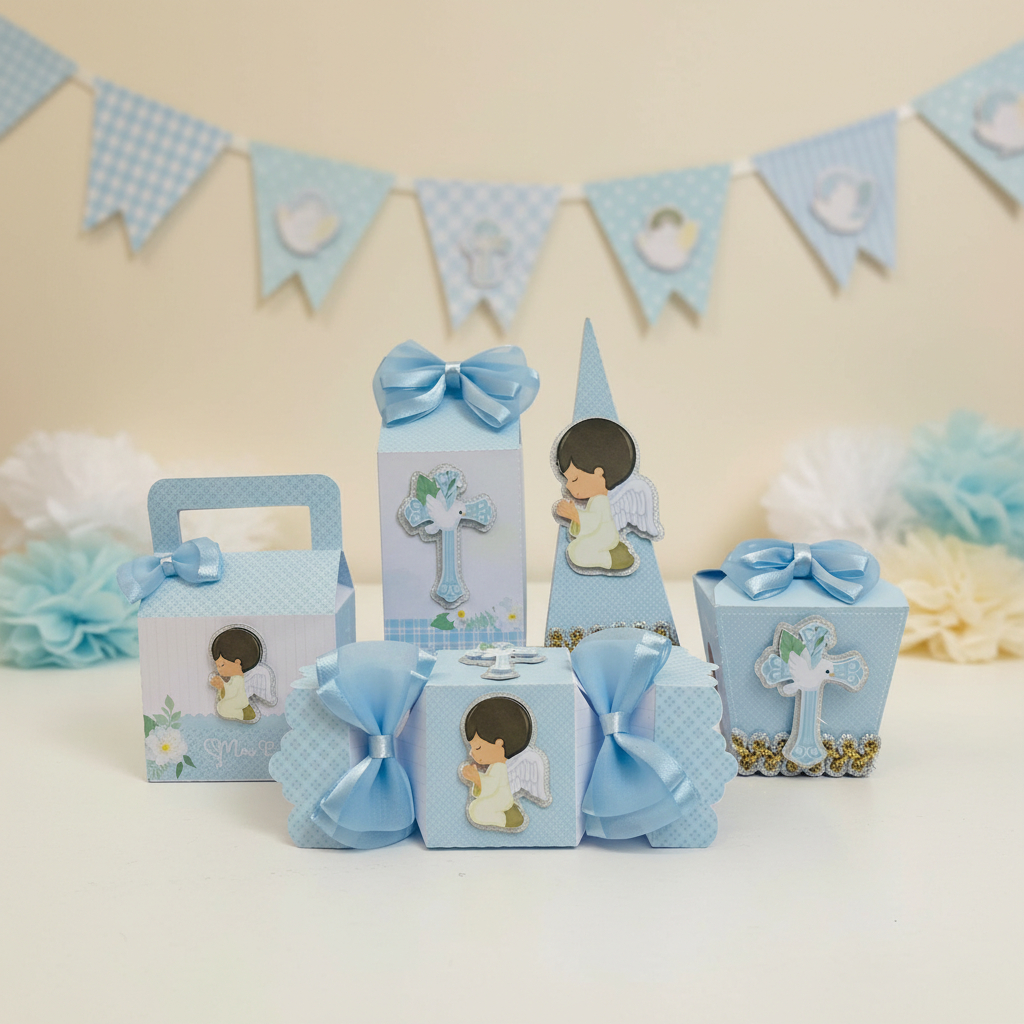 Kit Festa - Lembrancinhas Personalizada Batizado Menino  -Caixinhas Personalizadas -Papelaria Personalizada