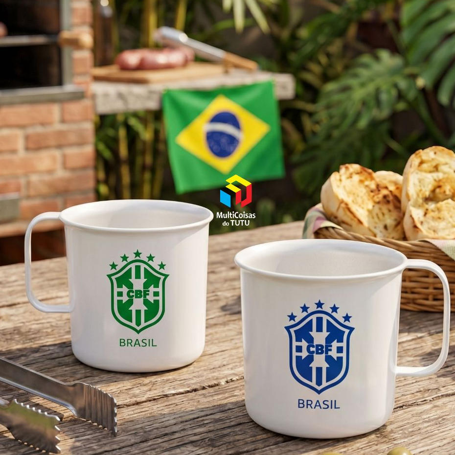 Kit 10 Canecas Personalizadas Brasil - Estampa Brasão Copa do Mundo 2026