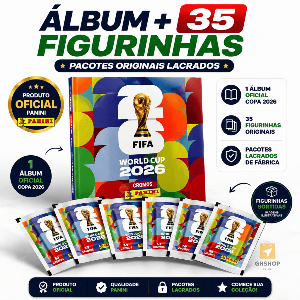 Álbum Copa 2026 + 35 Figurinhas Originais Panini Kit Oficial