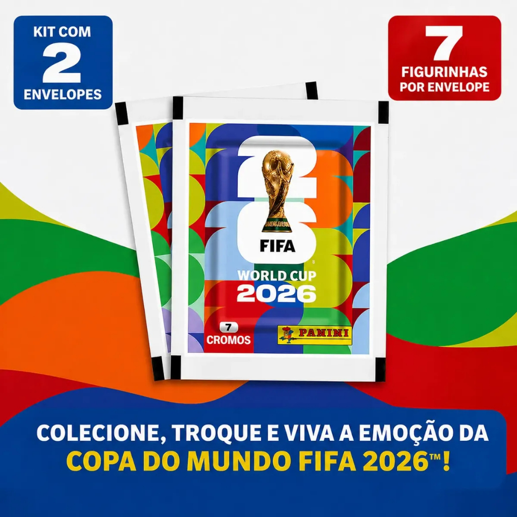 Kit 2 Envelopes 14 Figurinhas Copa do Mundo Fechados Fifa 2026 Trocar Cartas Para Bater Bafo
