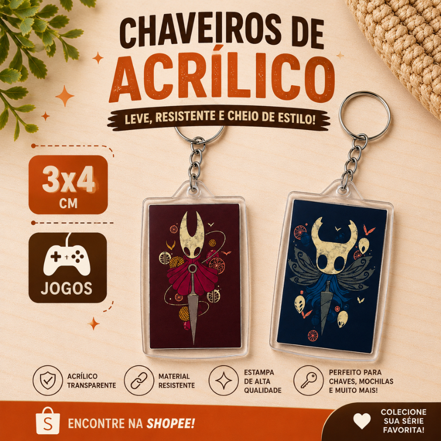 Chaveiros acrilicos /mochilas,chaves e mais - Hollow knight,FNAF,Stardew valley,Undertale,Bendy,Minecraft, PoppyPlayTime