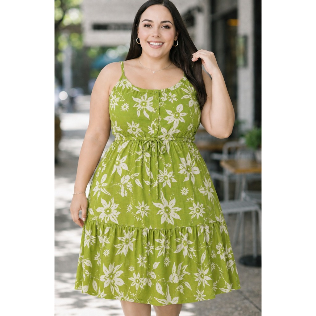Vestido de Verão Feminino Malha Viscolycra de Alcinha  Casual Dia Dia Acinturado Modela o Corpo Soltinho 46 48 50