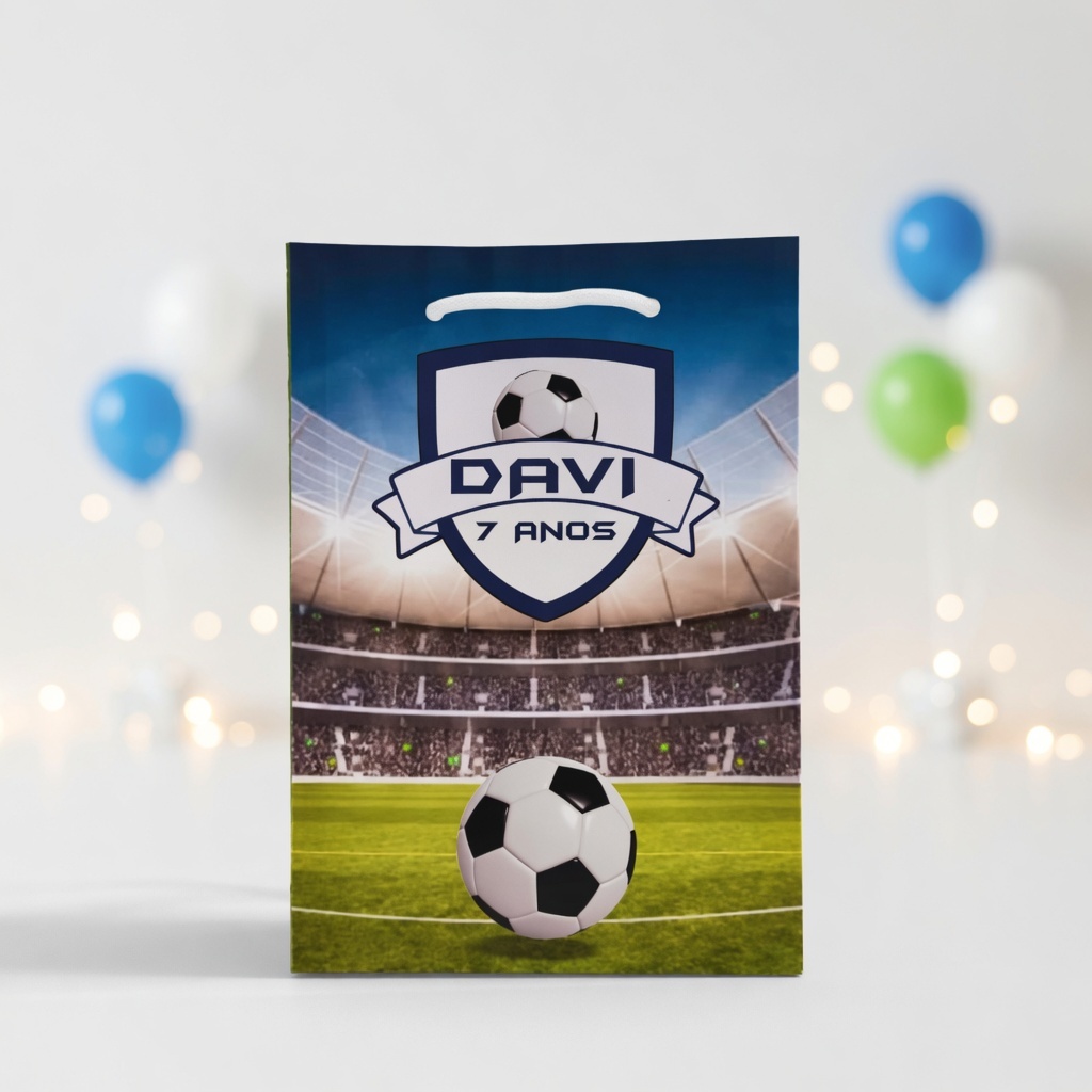 Sacolinha Futebol Personalizada M (20X14X5CM)  - Lembrancinha Aniversário Infantil