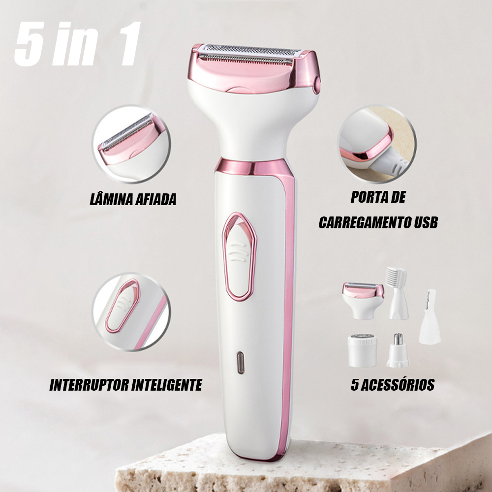 Barbeador Elétrico 5 em 1 com Display Digital, Depilação Corporal, Aparador De Cabelo Para Biquíni E Outras Áreas -M7